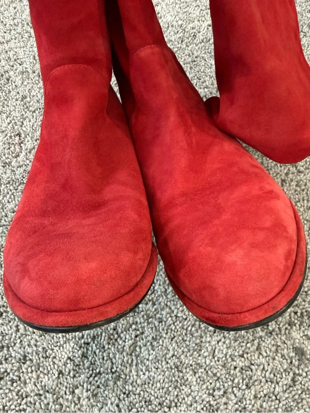 Stuart Weitzman Red Knee High Flat Suede Boots Tall Slouchy Women’s US 6.5 M